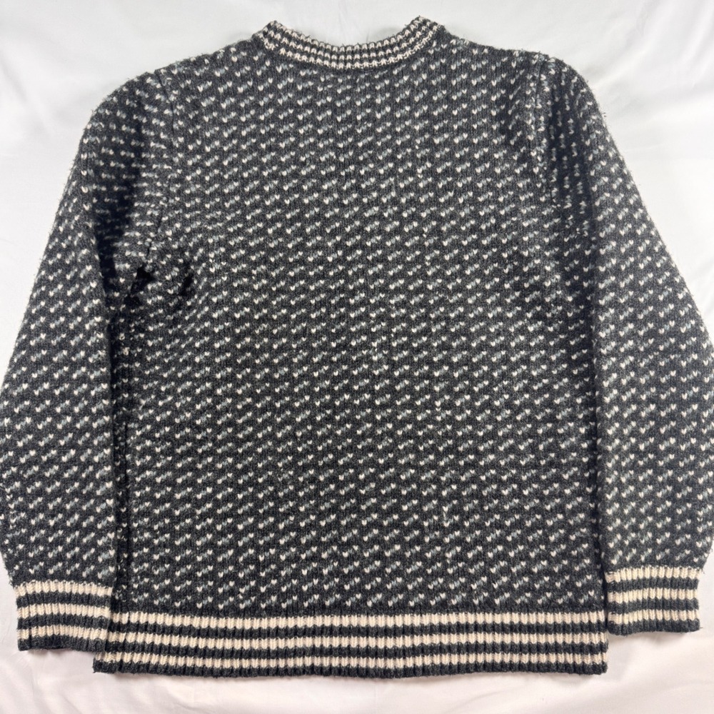 LL Bean Birdseye Heritage Sweater Mens Large Tall Grey Lambswool Wool Pullover - Picture 4 of 8